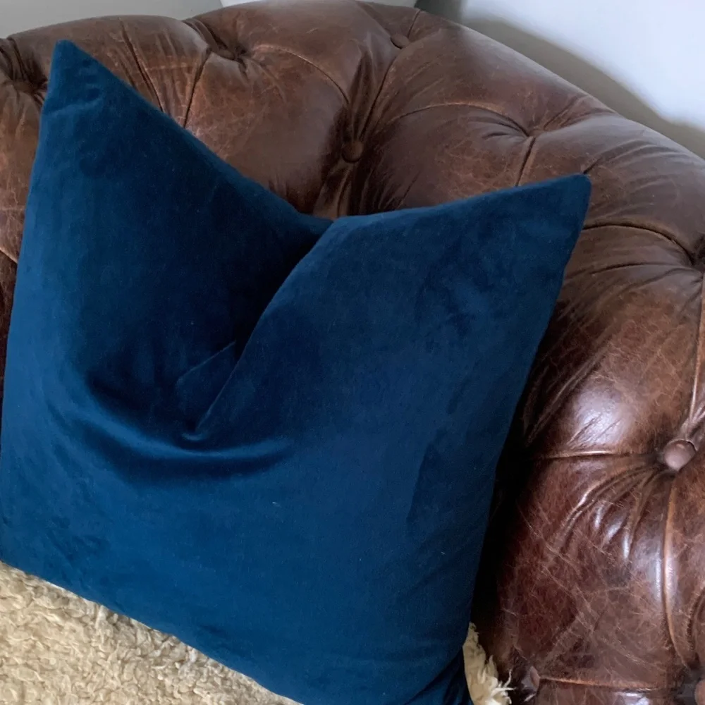 Hobby lobby‎ navy blue velvet pillow with down insert accent pillow luxury